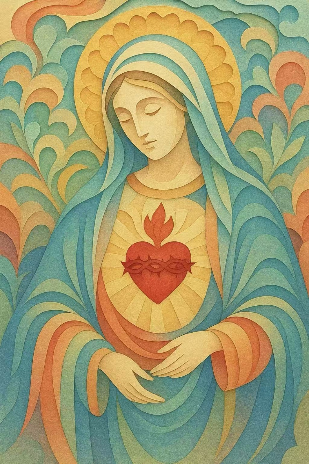 Immaculate Heart of Mary - Religious • Marian Devotion (papercutting)